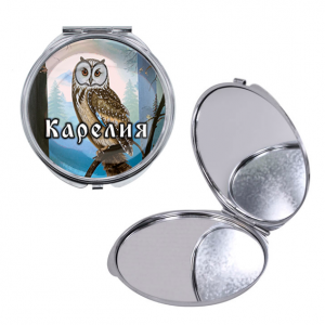 C0606016 Круглое складное зеркало, цвет серебро, Карелия