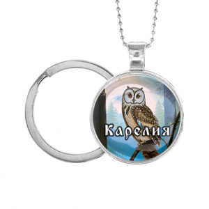 C0606054 Кулон-брелок, цвет серебро, с цепочкой и кольцом, Карелия
