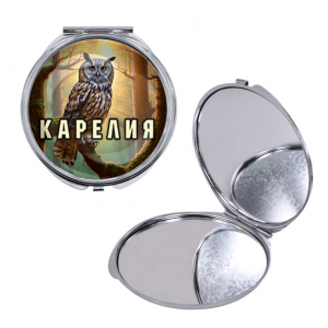 C0607016 Круглое складное зеркало, цвет серебро, Карелия
