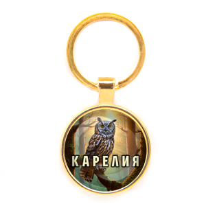 C0607019 Круглый брелок, цвет золото, Карелия