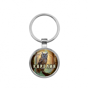 C0607021 Круглый брелок, цвет серебро, Карелия