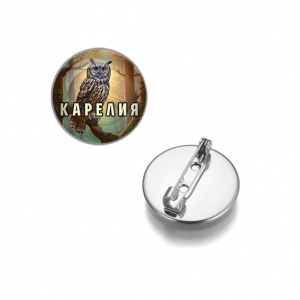 C0607023 Круглый значок, цвет серебро, Карелия