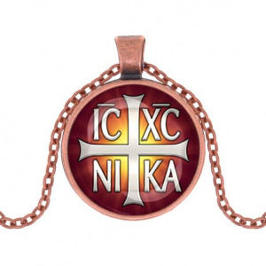 C1005030 Кулон, цвет медь, с цепочкой, Крест Просфорный Константиновский 