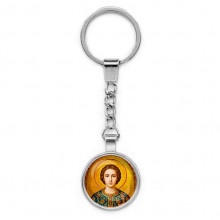 C1106022 Круглый брелок, цвет серебро, с цепочкой, Пантелеймон