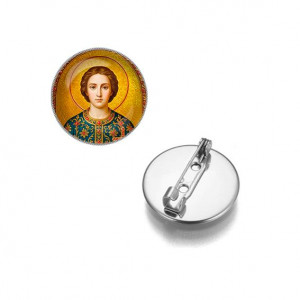 C1106023 Круглый значок, цвет серебро, Пантелеймон
