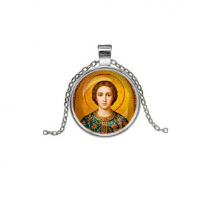 C1106026 Кулон, цвет серебро, с цепочкой, Пантелеймон