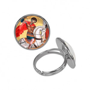 C1107015 Кольцо металлическое, цвет серебро, Георгий победоносец 