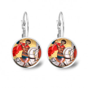 C1107038 Серьги металлические, Георгий победоносец 