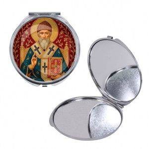 C1108016 Круглое складное зеркало, цвет серебро, Спиридон Тримифунтский