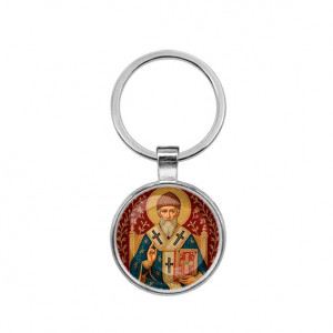 C1108021 Круглый брелок, цвет серебро, Спиридон Тримифунтский