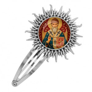 C1108045 Заколка металлическая, цвет серебро, Спиридон Тримифунтский