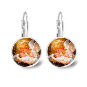 C1110038 Серьги металлические, Младенец Иисус и ангел