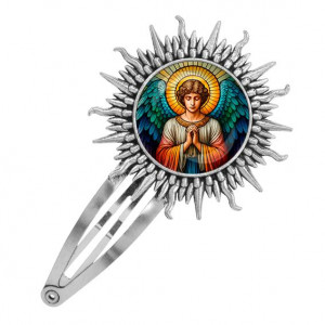 C1113045 Заколка металлическая, цвет серебро, Ангел хранитель