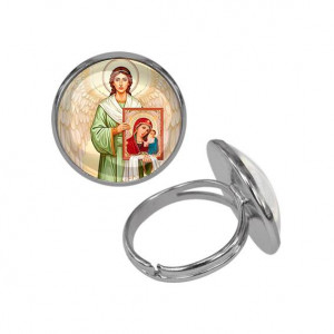 C1114015 Кольцо металлическое, цвет серебро, Ангел с иконой