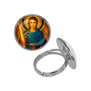 C1115015 Кольцо металлическое, цвет серебро, Архангел Михаил