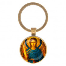 C1115017 Круглый брелок, цвет бронза, Архангел Михаил