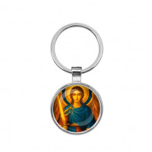 C1115021 Круглый брелок, цвет серебро, Архангел Михаил