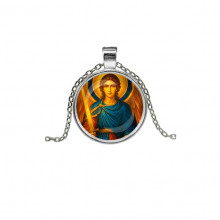 C1115026 Кулон, цвет серебро, с цепочкой, Архангел Михаил