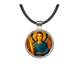 C1115027 Кулон, цвет серебро, со шнурком, Архангел Михаил