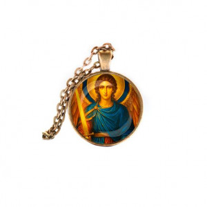 C1115028 Кулон, цвет бронза, с цепочкой, Архангел Михаил