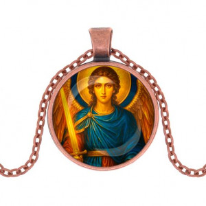 C1115030 Кулон, цвет медь, с цепочкой, Архангел Михаил
