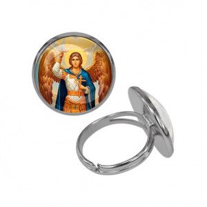 C1117015 Кольцо металлическое, цвет серебро, Архангел Михаил
