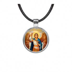C1117027 Кулон, цвет серебро, со шнурком, Архангел Михаил