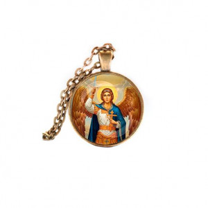C1117028 Кулон, цвет бронза, с цепочкой, Архангел Михаил