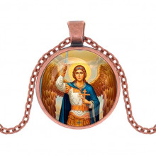 C1117030 Кулон, цвет медь, с цепочкой, Архангел Михаил