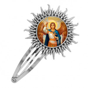 C1117045 Заколка металлическая, цвет серебро, Архангел Михаил