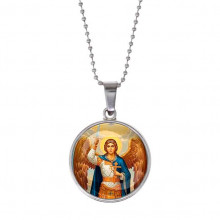 C1117053 Кулон, цвет серебро, с цепочкой, Архангел Михаил