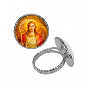 C1118015 Кольцо металлическое, цвет серебро, Архангел Михаил