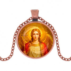 C1118030 Кулон, цвет медь, с цепочкой, Архангел Михаил