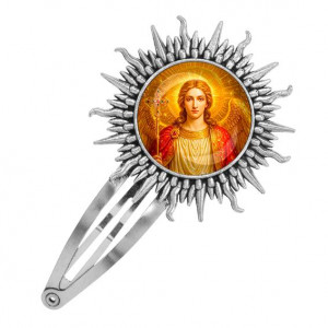 C1118045 Заколка металлическая, цвет серебро, Архангел Михаил