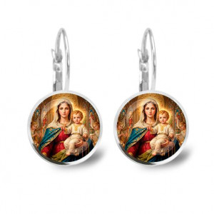 C1122038 Серьги металлические, Богородица с Иисусом