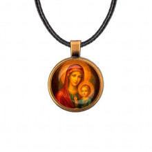 C1125029 Кулон, цвет бронза, со шнурком, Матерь божья с Иисусом