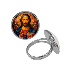C1128015 Кольцо металлическое, цвет серебро, Иисус Христос