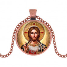 C1129030 Кулон, цвет медь, с цепочкой, Иисус Христос