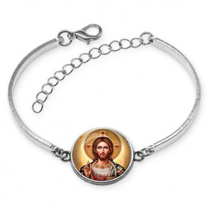 C1129046 Браслет металлический, цвет серебро, Иисус Христос