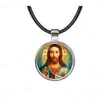 C1130027 Кулон, цвет серебро, со шнурком, Иисус Христос