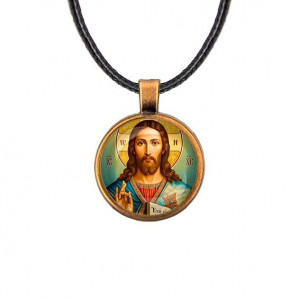 C1130029 Кулон, цвет бронза, со шнурком, Иисус Христос