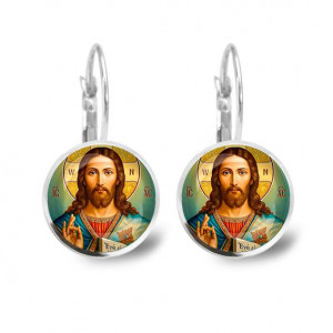 C1130038 Серьги металлические, Иисус Христос