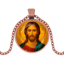 C1131030 Кулон, цвет медь, с цепочкой, Иисус Христос