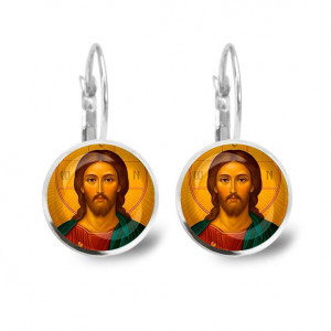 C1131038 Серьги металлические, Иисус Христос