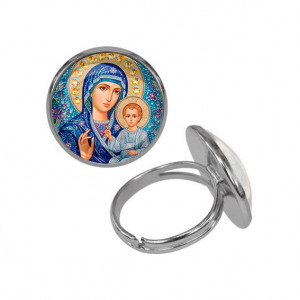 C1133015 Кольцо металлическое, цвет серебро, Матерь Божия