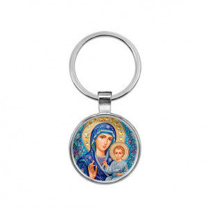 C1133021 Круглый брелок, цвет серебро, Матерь Божия