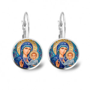 C1133038 Серьги металлические, Матерь Божия