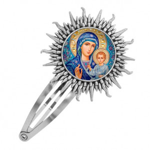 C1133045 Заколка металлическая, цвет серебро, Матерь Божия