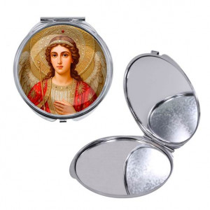 C1136016 Круглое складное зеркало, цвет серебро, Архангел Михаил