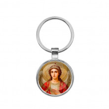 C1136021 Круглый брелок, цвет серебро, Архангел Михаил